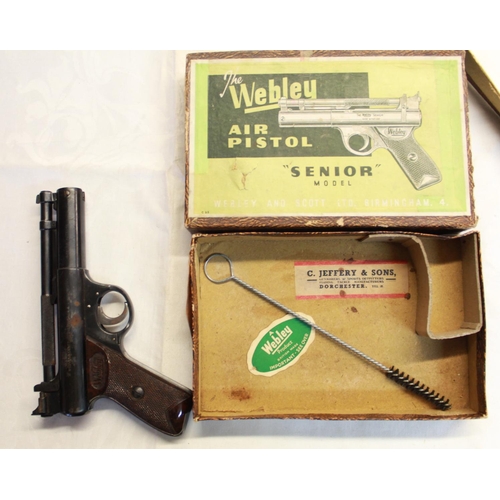 160 - Webley Senior .22 air pistol, with cleaning rod, in original box