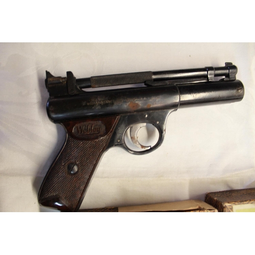 160 - Webley Senior .22 air pistol, with cleaning rod, in original box