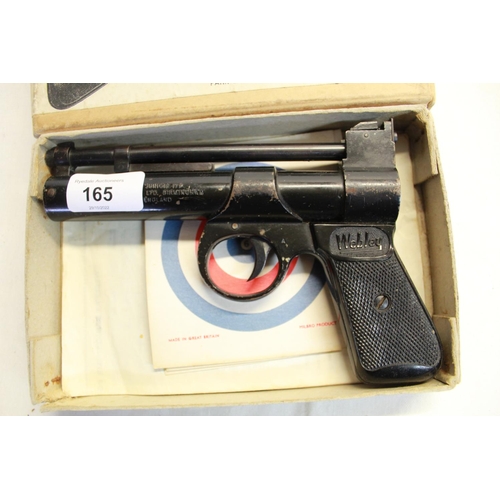 165 - Webley Junior .177 air pistol, with component list and practise targets, in original box