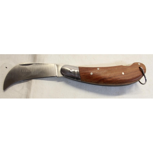 167 - As new Farmers folding knife with wooden slab handles