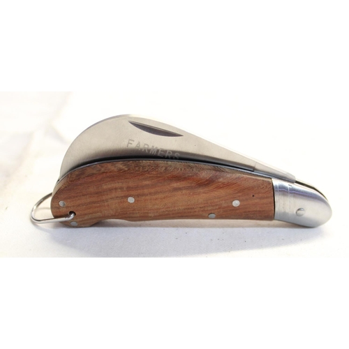 167 - As new Farmers folding knife with wooden slab handles