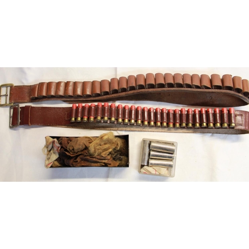 282 - Leather 25 loop 12B cartridge belt with brass buckle, leather 25 loop cartridge belt set of four 12B... 