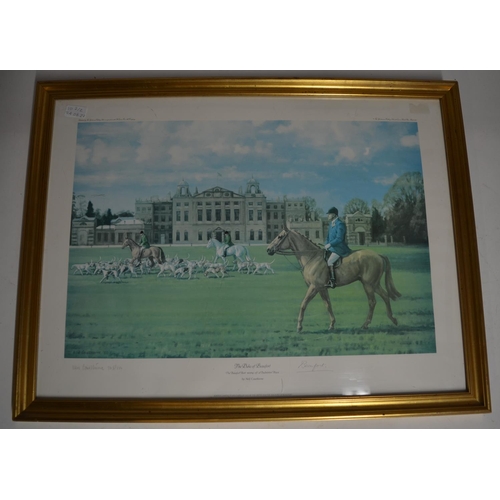 106 - After Neil Cawthorne (British b. 1936); 'The Beaufort Hunt moving off at Badminton House'  Ltd.ed co... 