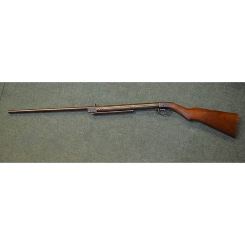 130 - A vintage Milbro .177 break barrell air rifle, number 350 stamped on trigger guard. Comes with a fle... 