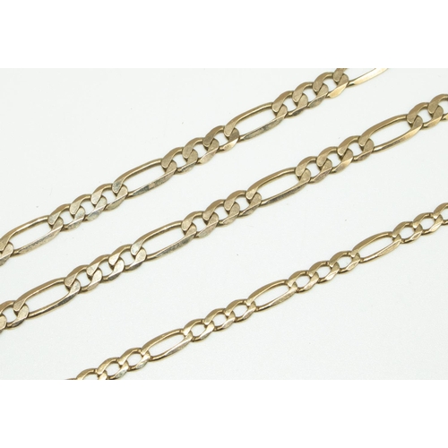 20 - 9ct yellow gold flat figaro chain link necklace, stamped 375, L51cm, and a similar bracelet, L20cm, ... 