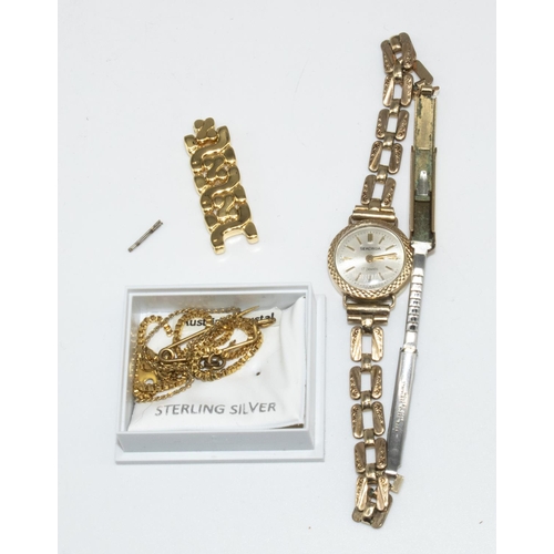 32 - Ladies Sekonda hand wound wristwatch with 9ct gold backed case stamped 375, on rolled gold box link ... 