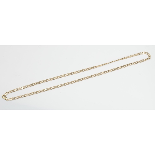 38 - 9ct yellow gold flat curb link chain necklace, stamped 375, L48cm, 4.3g
