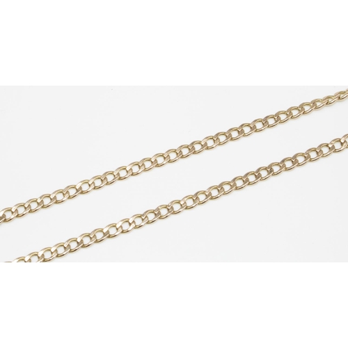 38 - 9ct yellow gold flat curb link chain necklace, stamped 375, L48cm, 4.3g