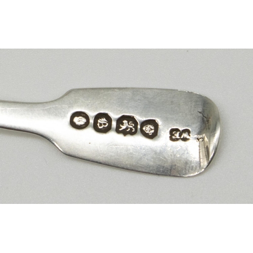 70 - Will.IV hallmarked silver Fiddle pattern caddy spoon engraved with T initial, by William Eaton, Lond... 