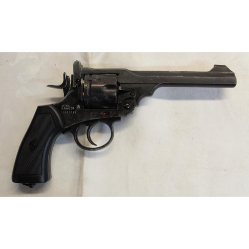 175 - Webley MKV1 .177 air pistol (revolver) with black plastic grips SN:15M23382 2.6LB/ft (not in working... 