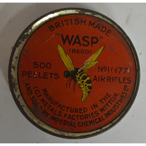 125 - A collection of Eley Wasp (and 1 Match) .177 air gun pellets in tins (including some vintage tins). ... 