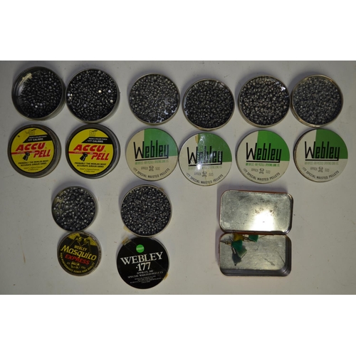 127 - A collection of .177 and .22 airgun pellets including vintage boxed packs and tins from Webley and M... 