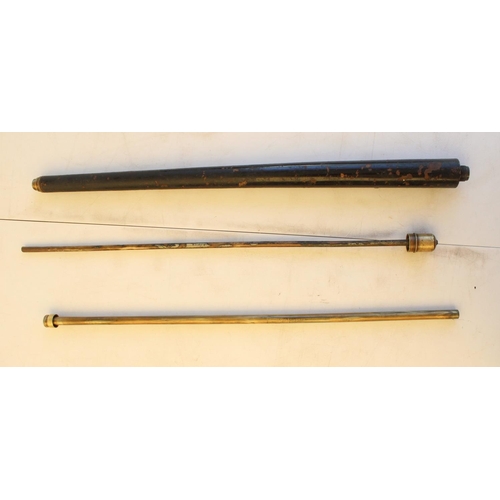 292 - Vintage .36 cal air rifle cane. Detachable rifled barrel to load shot, complete with pump, cocking k... 