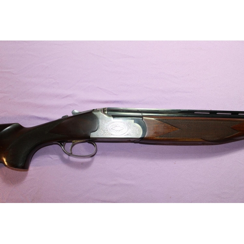 349 - Lanber 12B over and under single trigger ejector shotgun with 27 1/2