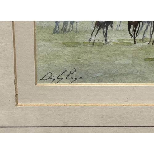 1007 - Digby Page (British b.1945); Point to Point Racing in a landscape, watercolour, signed, 10cm x 20cm,... 