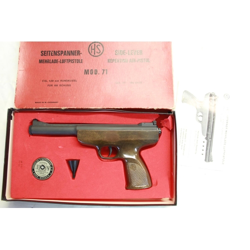 290 - Boxed HS Model 71 side lever repeating .177 BB air pistol 1.2lb/ft