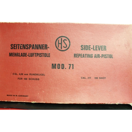 290 - Boxed HS Model 71 side lever repeating .177 BB air pistol 1.2lb/ft