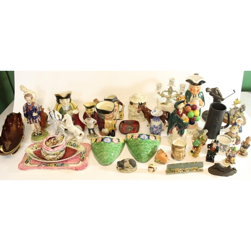 582 - Colllection of C20th ceramics incl. Maling Lustre Ware, Hummel figures, character jugs, Lomonosov fo... 