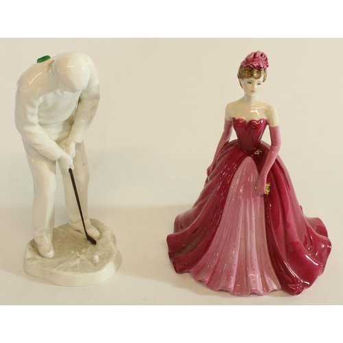 589 - Coalport porcelain figure 'Evening at the Opera' ltd ed. 651/6000' and a Noritake golfer (2)