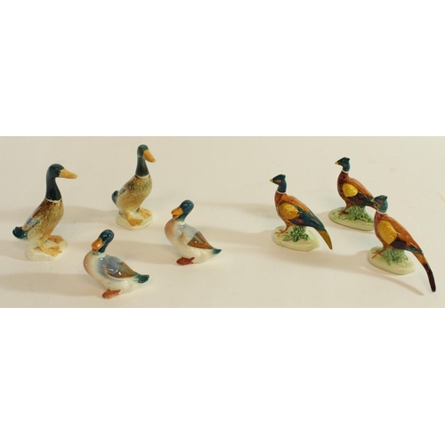 594 - Three Beswick pheasants and four Beswick ducks