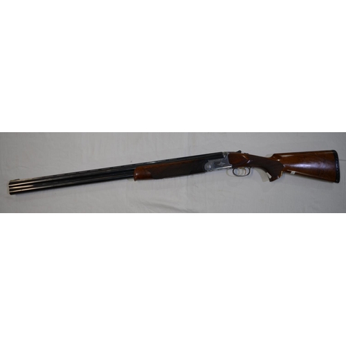 354 - A Webley & Scott 12 gauge O/U double barreled shot gun. Serial No W00120. Barrell length 30'. Overal... 