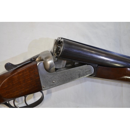 373 - A Zabala 10 gauge side by side double barrel shot gun. Serial No 277879. Barrell length 32'. Overall... 