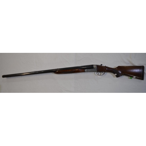 373 - A Zabala 10 gauge side by side double barrel shot gun. Serial No 277879. Barrell length 32'. Overall... 