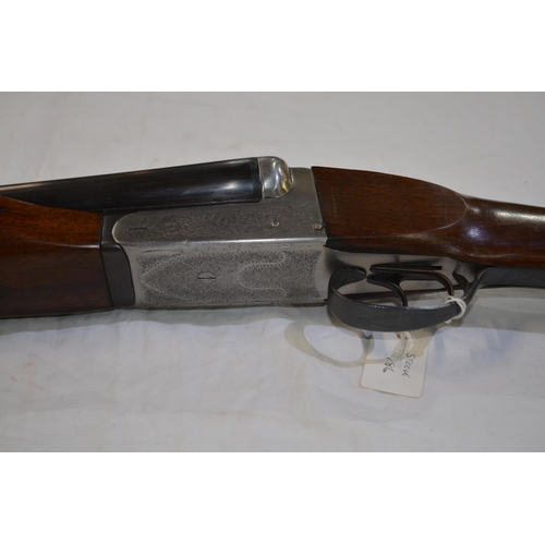 373 - A Zabala 10 gauge side by side double barrel shot gun. Serial No 277879. Barrell length 32'. Overall... 