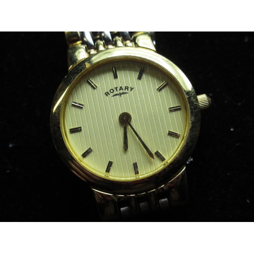 82 - Ladies Rotary quartz gold plated wristwatch on bimetallic bracelet, Ladies Rotary quartz cocktail wa... 