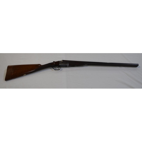 378 - A William Ford 16 gauge side lock side by side double barrel shot gun. Double trigger, non ejector S... 