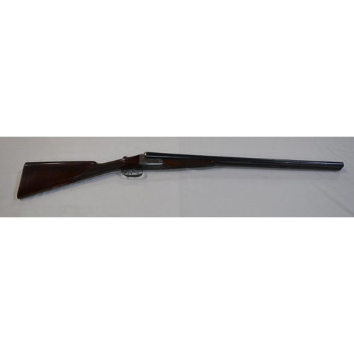 384 - A William Powell 12 gauge box lock side by side double barrel shot gun. Double trigger, non ejector.... 