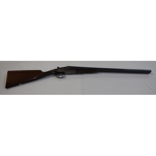 388 - An AYA No2 12 gauge side lock side by side double barrel shot gun. Double trigger, ejector. Serial N... 