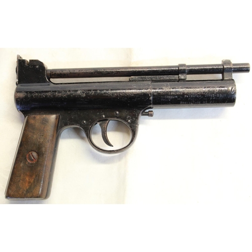 311 - Webley mk1 over leaver .22 air pistol with original wooden grips with Webley flying pellet logo  SN:... 