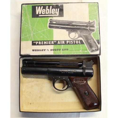 314 - Boxed Webley Premier over leaver .22 air pistol SN:154