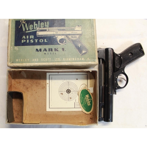 315 - Boxed Webley mk1 over leaver .177 air pistol SN:385 3.2lb/ft