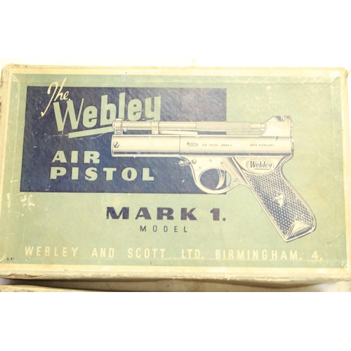 315 - Boxed Webley mk1 over leaver .177 air pistol SN:385 3.2lb/ft