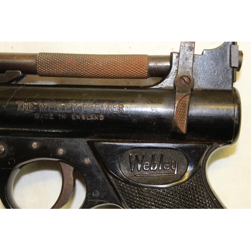 321 - Webley premier over leaver .22 air pistol no serial number 2.5lb/ft