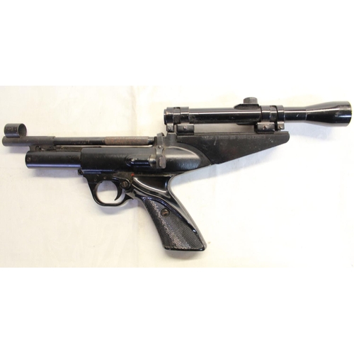 450 - Webley Hurricane over lever air pistol with scope attachment no serial number 1.9lb/ft