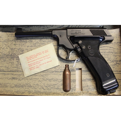 451 - Boxed Plainsman co2 over lever .177 air pistol in good condition SN:1120907