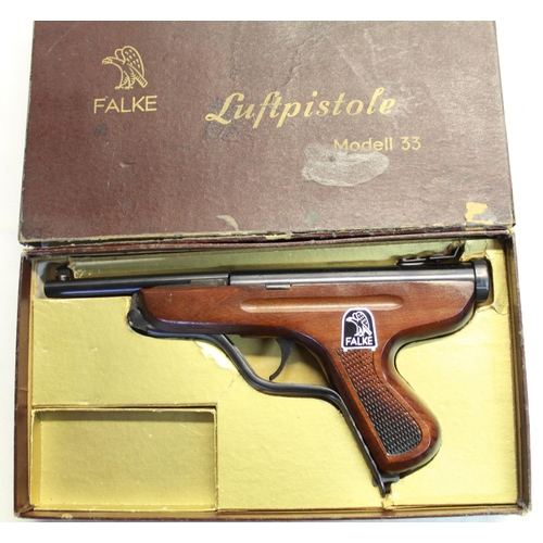 455 - boxed Falke mod33 .177 under leaver break barrel air pistol 1.7lb/ft