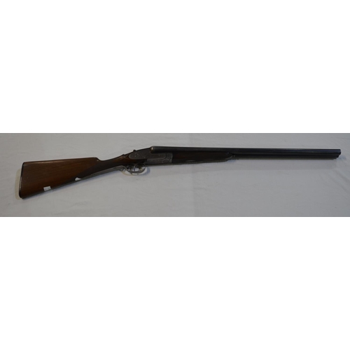 392 - A Laurona 12 gauge side lock side by side double barrel shot gun. Double trigger with ejector. Seria... 