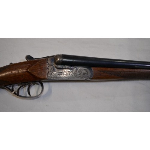 393 - Toledo 20 gauge box lock side by side double barrel shot gun. Double trigger, non-ejector. Serial No... 