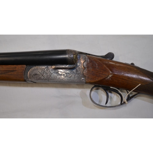 393 - Toledo 20 gauge box lock side by side double barrel shot gun. Double trigger, non-ejector. Serial No... 