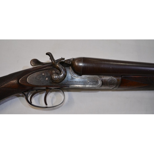 408 - Fred Williams 12B double barrelled hammer shotgun, barrel L30