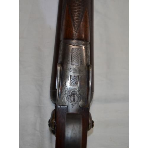 408 - Fred Williams 12B double barrelled hammer shotgun, barrel L30