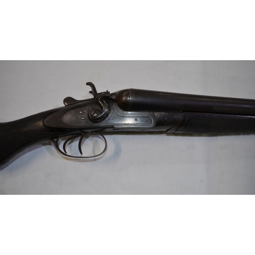 409 - Midland Company 12B double barrelled hammer shotgun, barrel L30