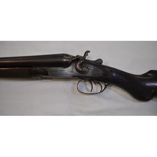 409 - Midland Company 12B double barrelled hammer shotgun, barrel L30