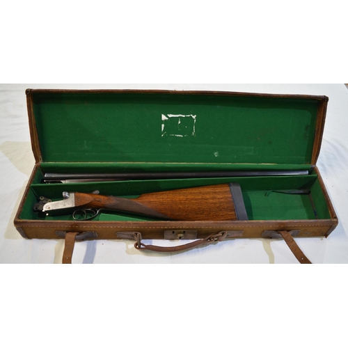 429 - Cased George Gibbs box lock 20 gauge side by side double barrel shot gun. Double trigger with ejecto... 