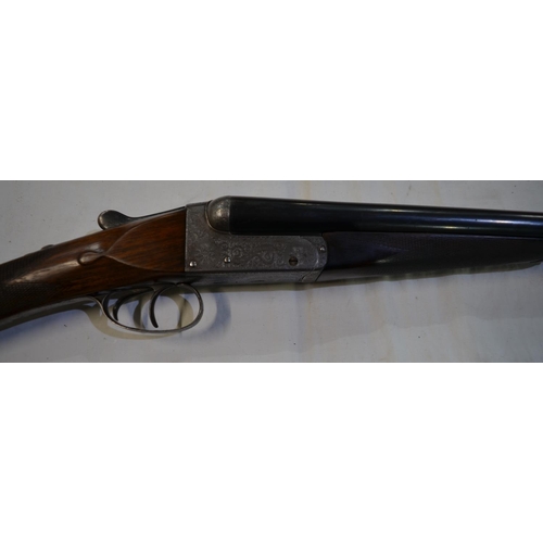 429 - Cased George Gibbs box lock 20 gauge side by side double barrel shot gun. Double trigger with ejecto... 