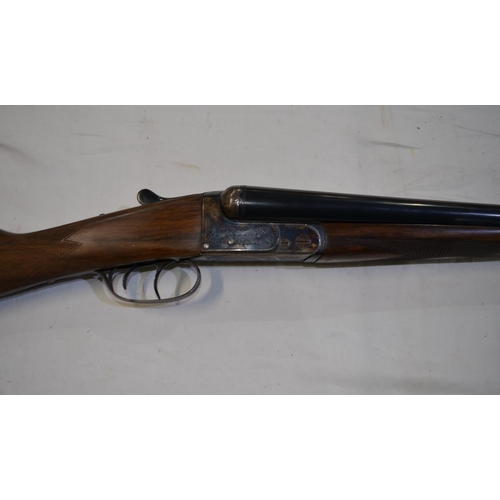 435 - A boxed Ugartechea Spanish made box lock 12 gauge side by side double barrel shot gun. Double trigge... 